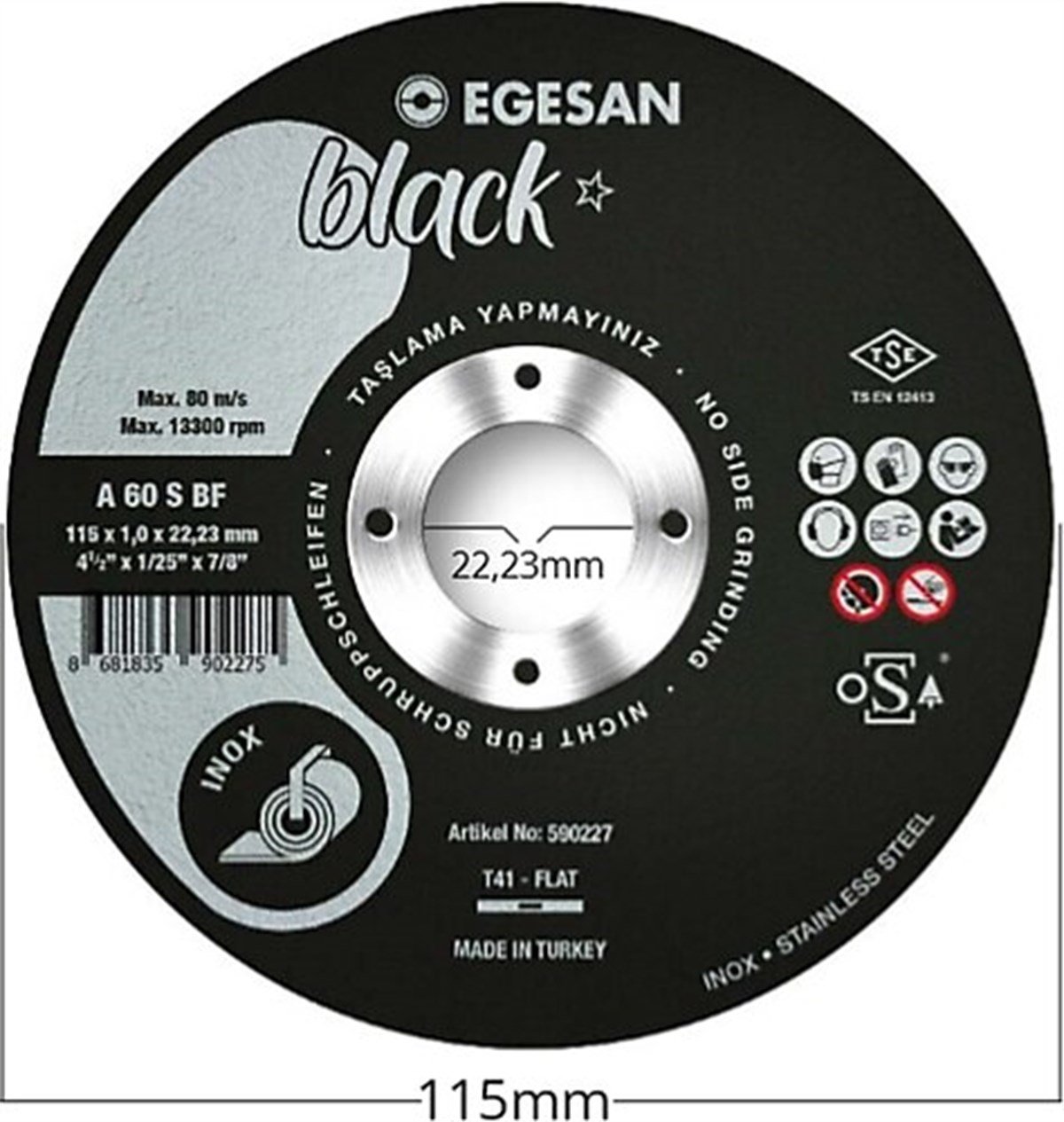 Egesan 111x1 Siyah İnox Kesici