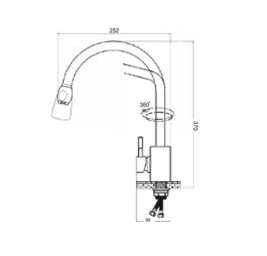 Fleko İnox Kuğu Spiral Eviye Batarya KS10s01