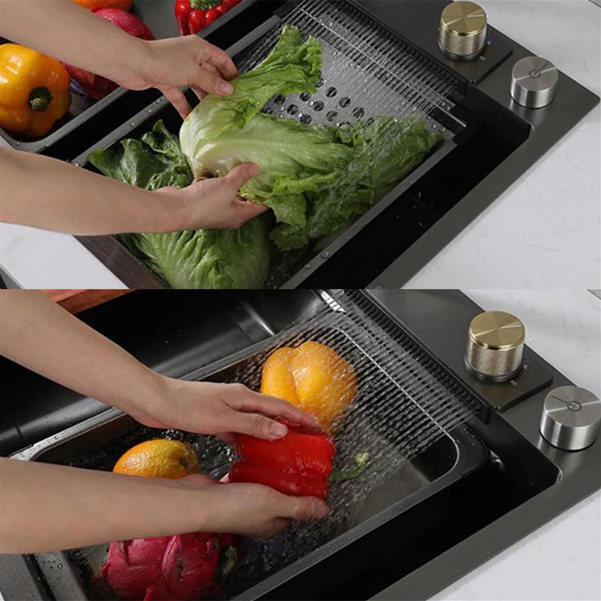 Fleko Teknolojik Eviye Seti Şelale Eviye Inox Çelik Batarya Mutfak Evyesi 3 Fonksiyonlu