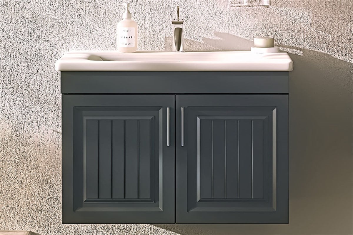 Gold Banyo Aria 80 Cm Antrasit Banyo Dolabı