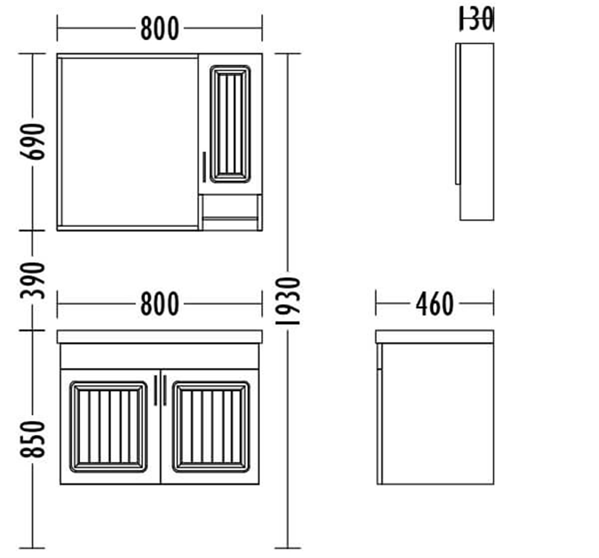 Gold Banyo Aria 80 Cm Antrasit Banyo Dolabı