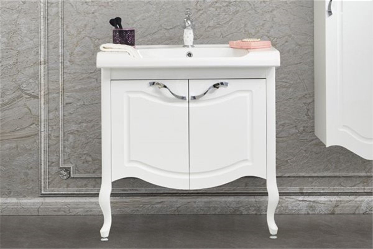 Gold Banyo Elenore Beyaz Banyo Dolabı  80 Cm Seramik Lavabo