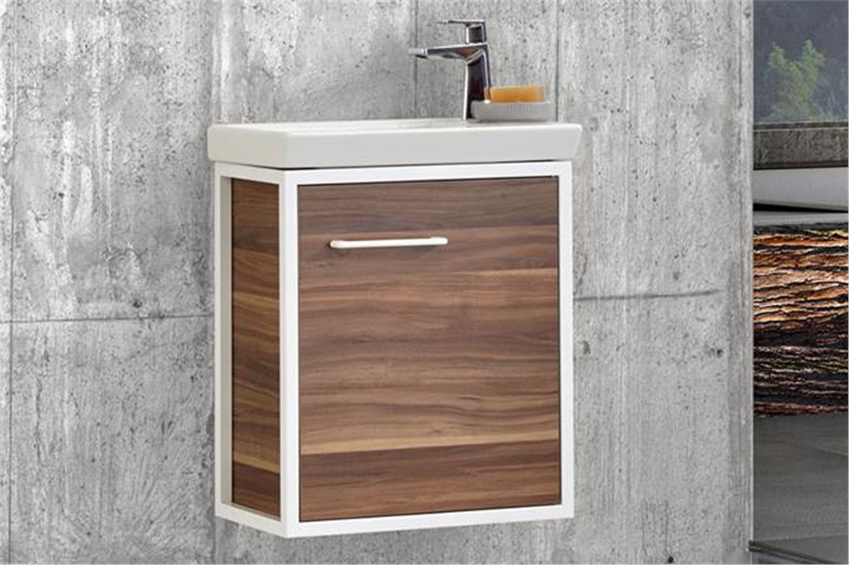 Gold Banyo Marta Ceviz Banyo Dolabı 45 Cm Seramik Lavabo