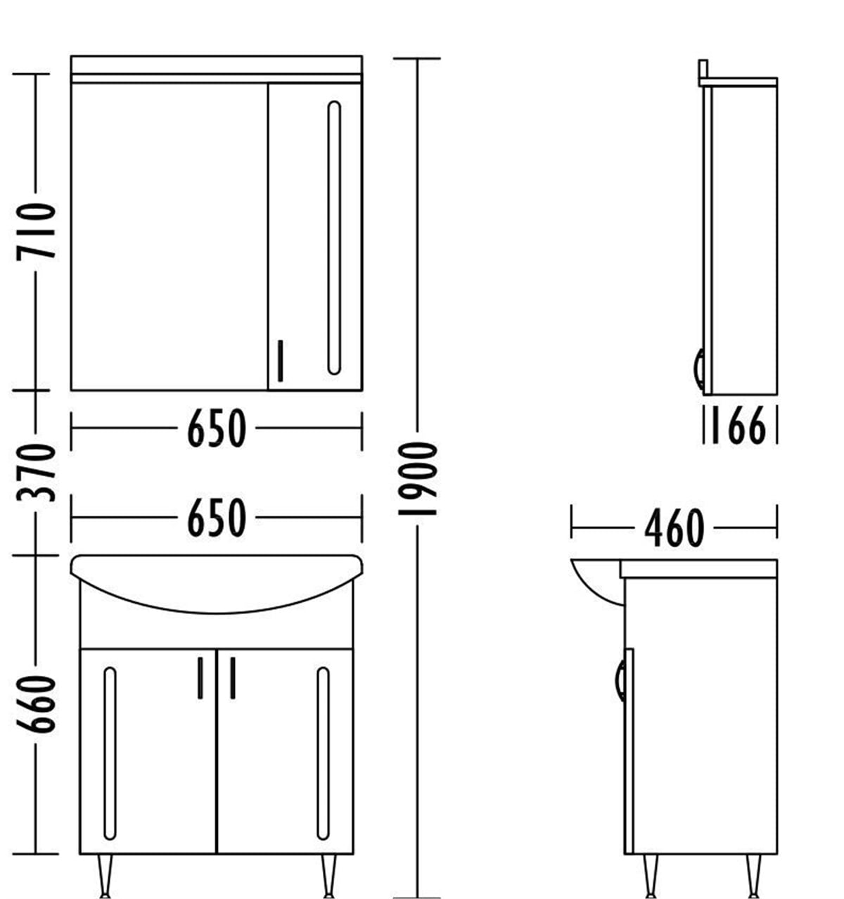 Gold Banyo Plus Beyaz Banyo Dolabı 65 Cm Seramik Lavabo