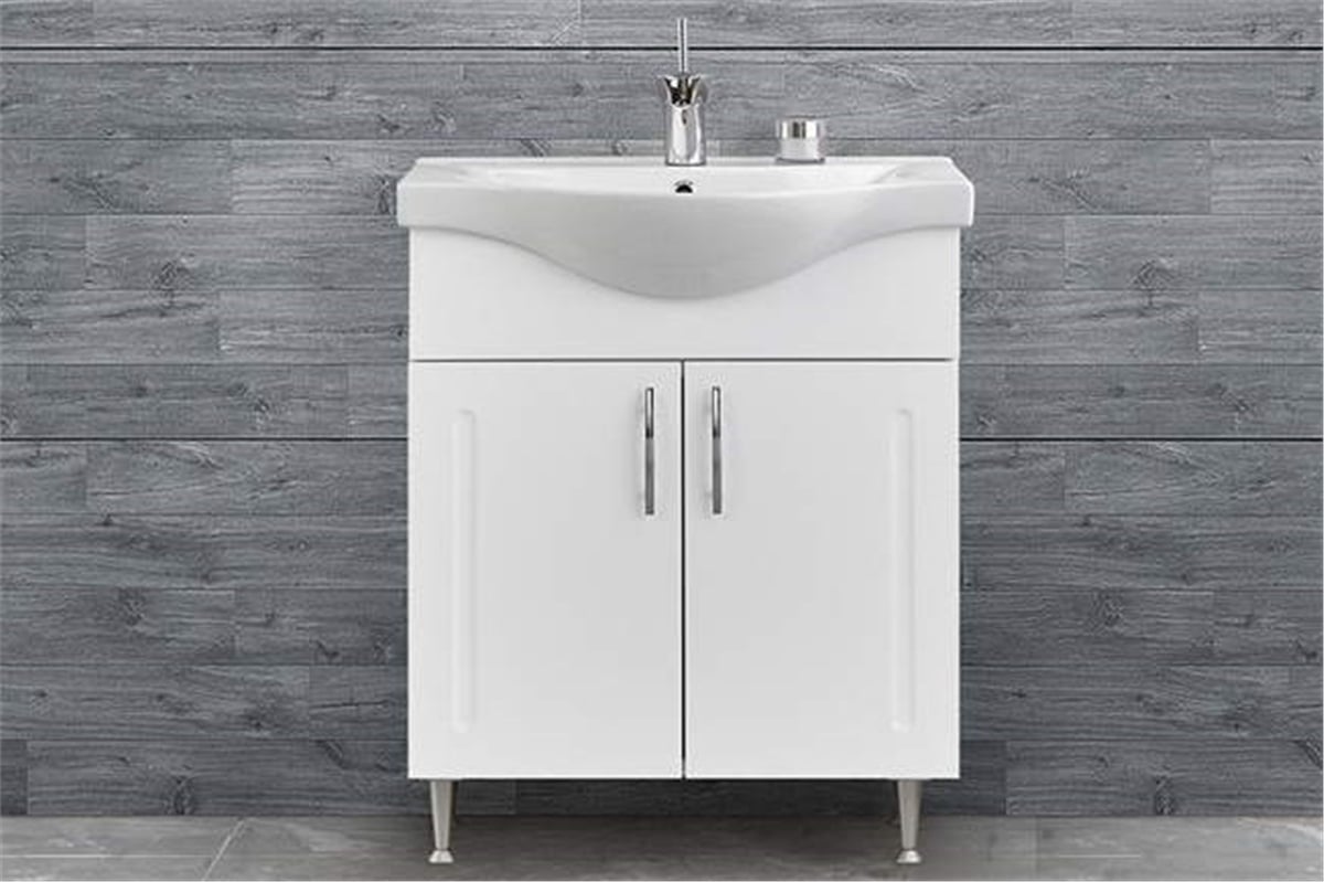 Gold Banyo Plus Beyaz Banyo Dolabı 65 Cm Seramik Lavabo