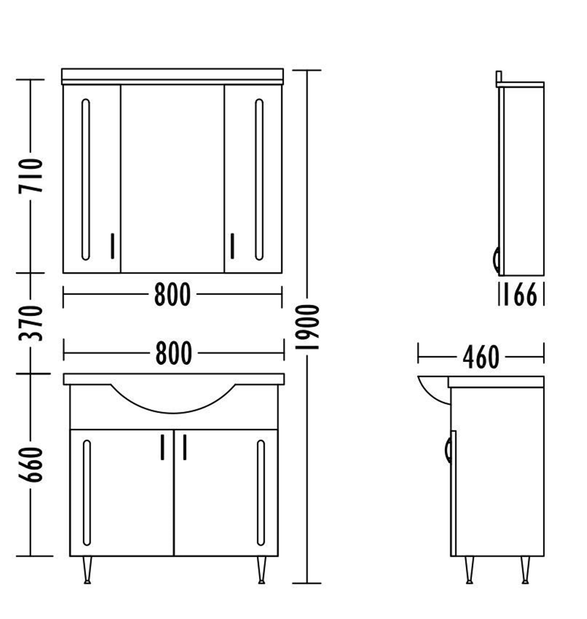 Gold Banyo Plus Beyaz Banyo Dolabı 80 Cm Seramik Lavabo