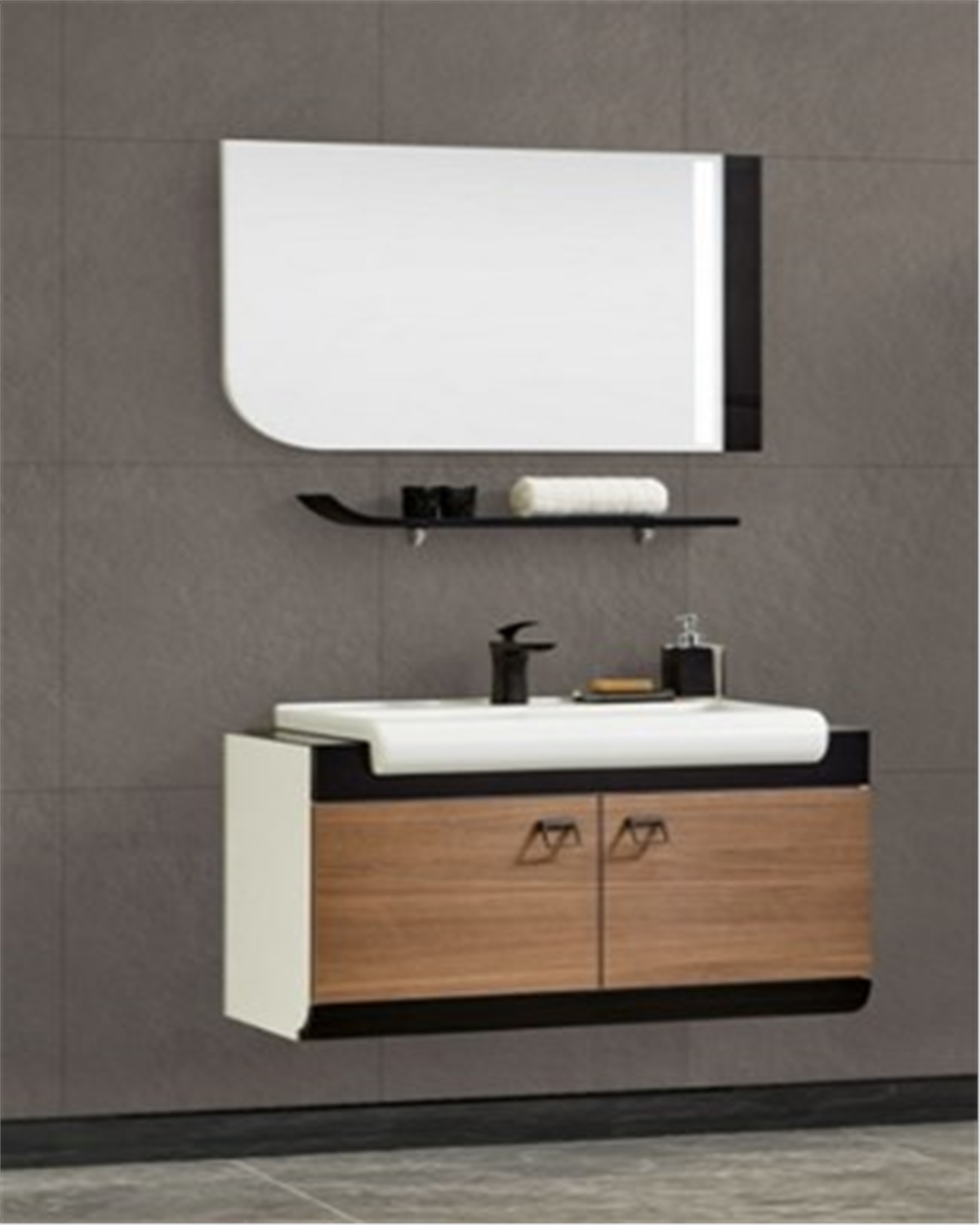 Gold Banyo Stella Ceviz Banyo Dolabı 80 Cm Seramik Lavabo