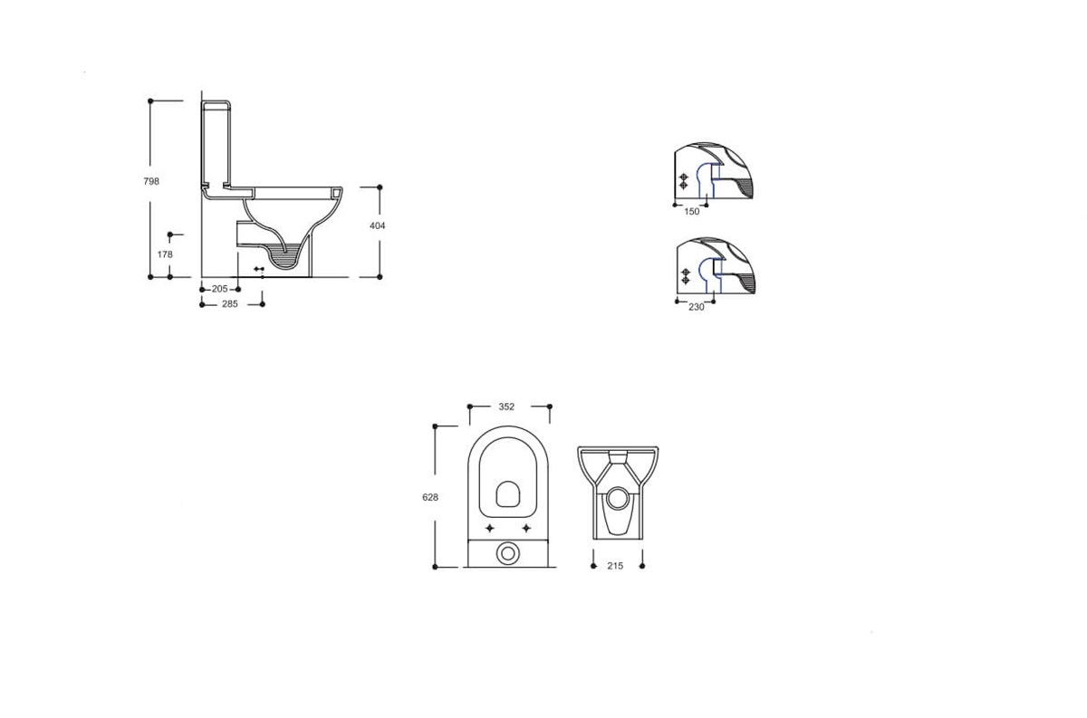 Güral Compact Duvara Sıfır Siyah Takım Klozet