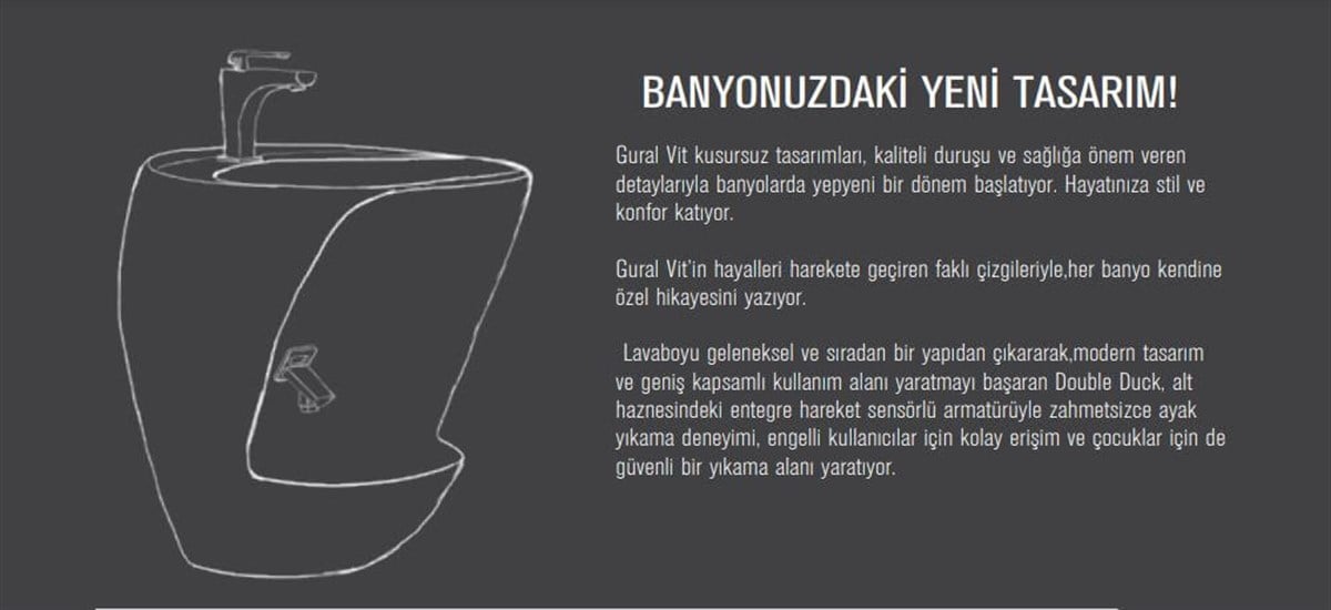 Güral Vit Double Deck Beyaz Abdest Lavabosu