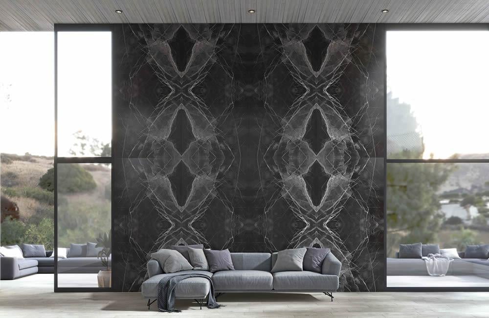 Kütahya Seramik 120x240 Black Calacatta Kristal Book Match Rektifiye Parlak Yer Seramiği