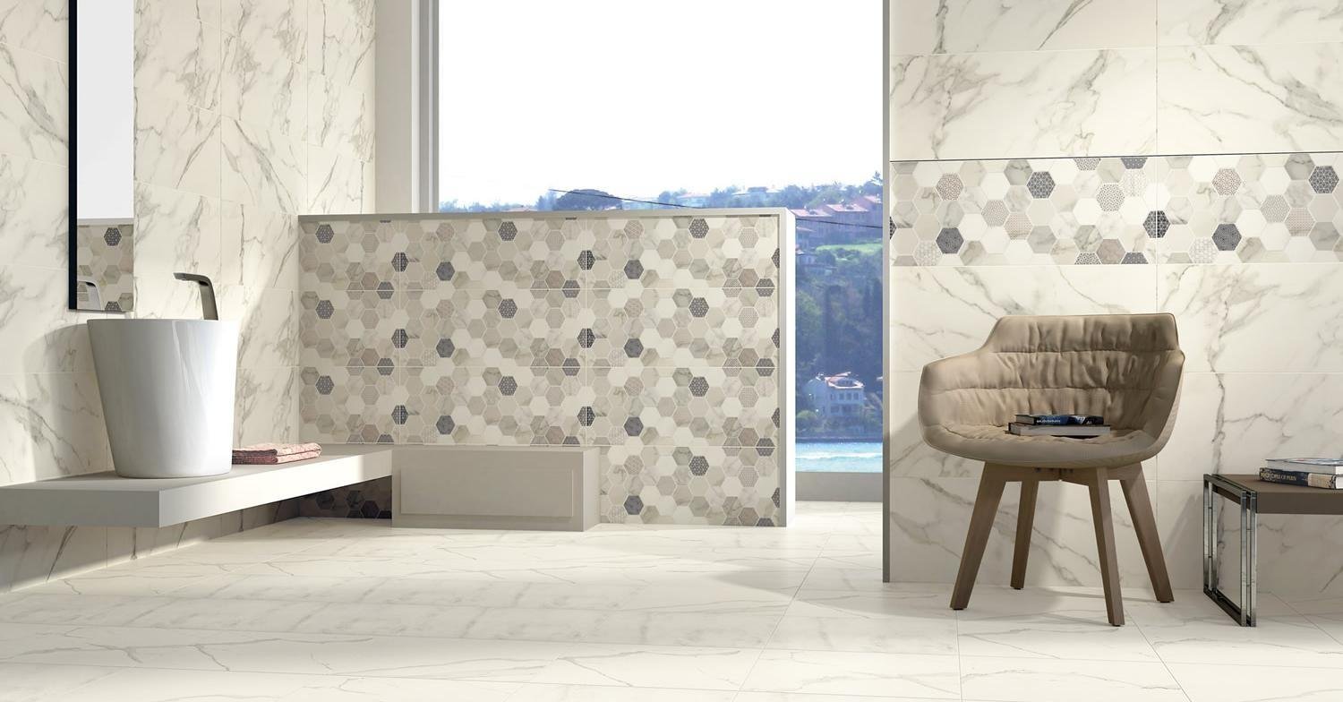 Kütahya Seramik 60X60 Calacatta Beyaz Parlak Yer Seramiği