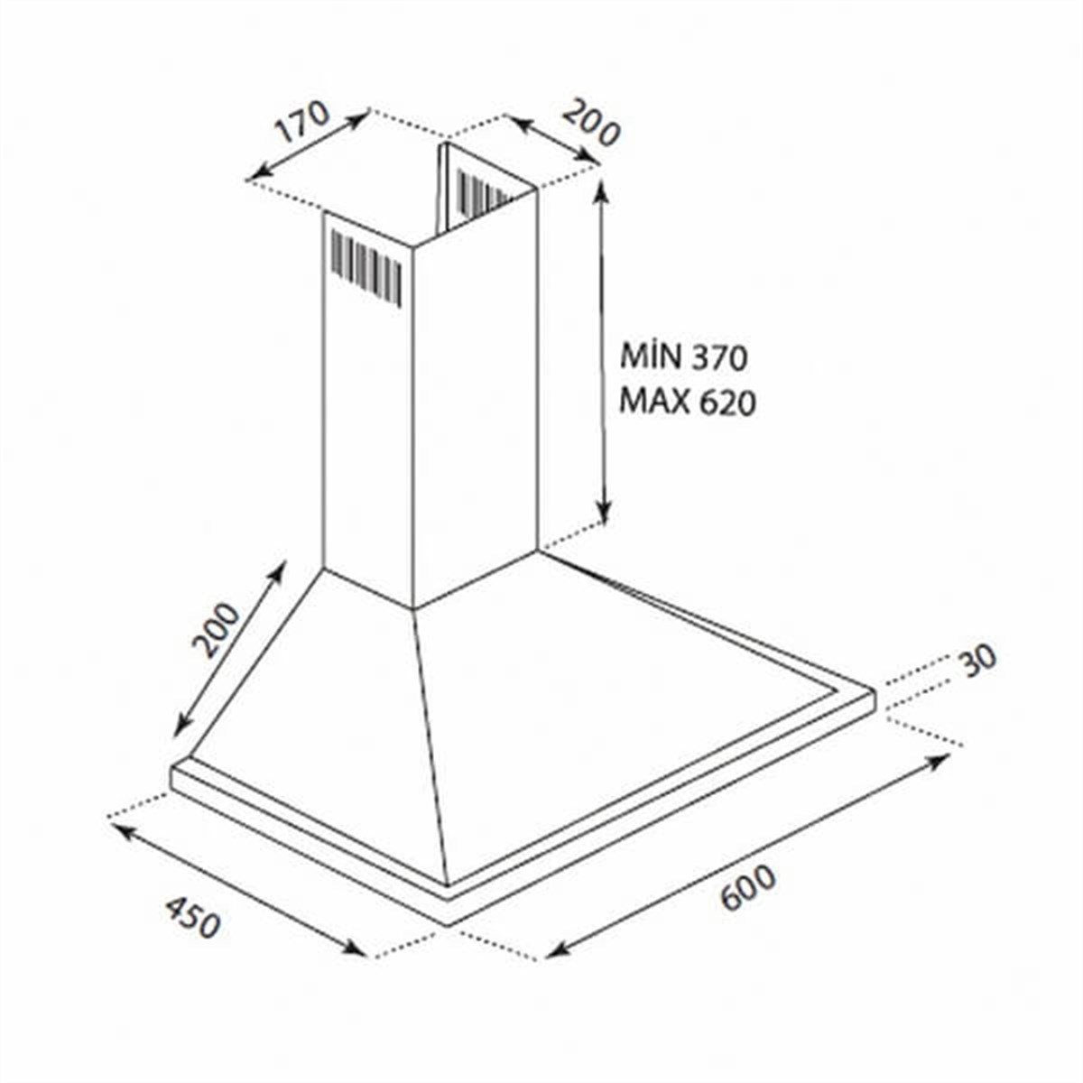 Luxell Siyah Davlumbaz Dp-6 S