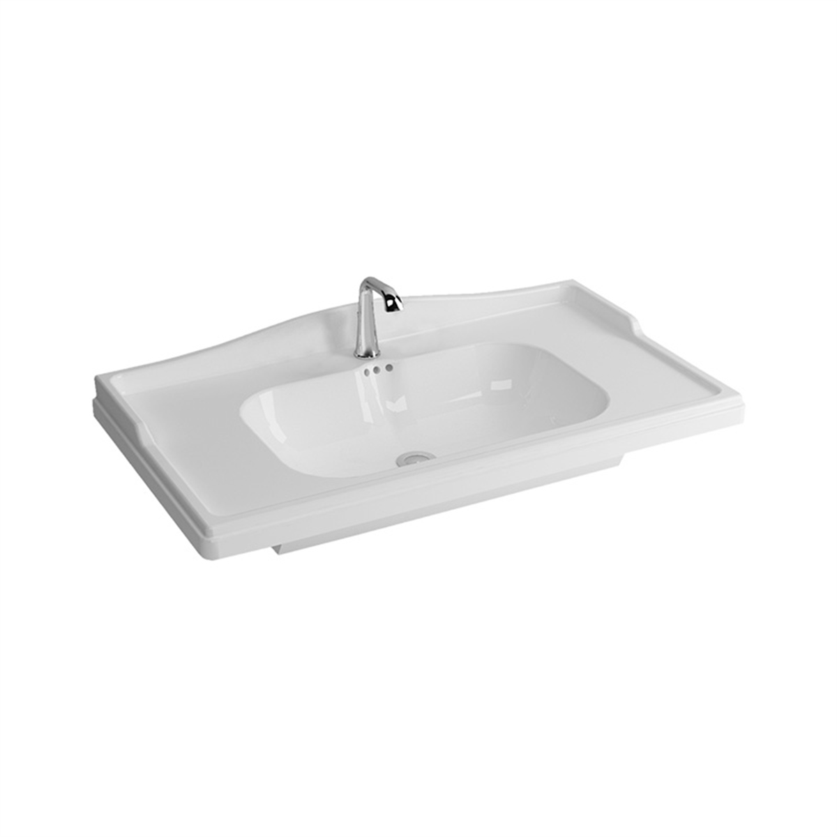 Newarc Elite Tek Delikli Etajerli Krom Ayaklı 100 cm Lavabo