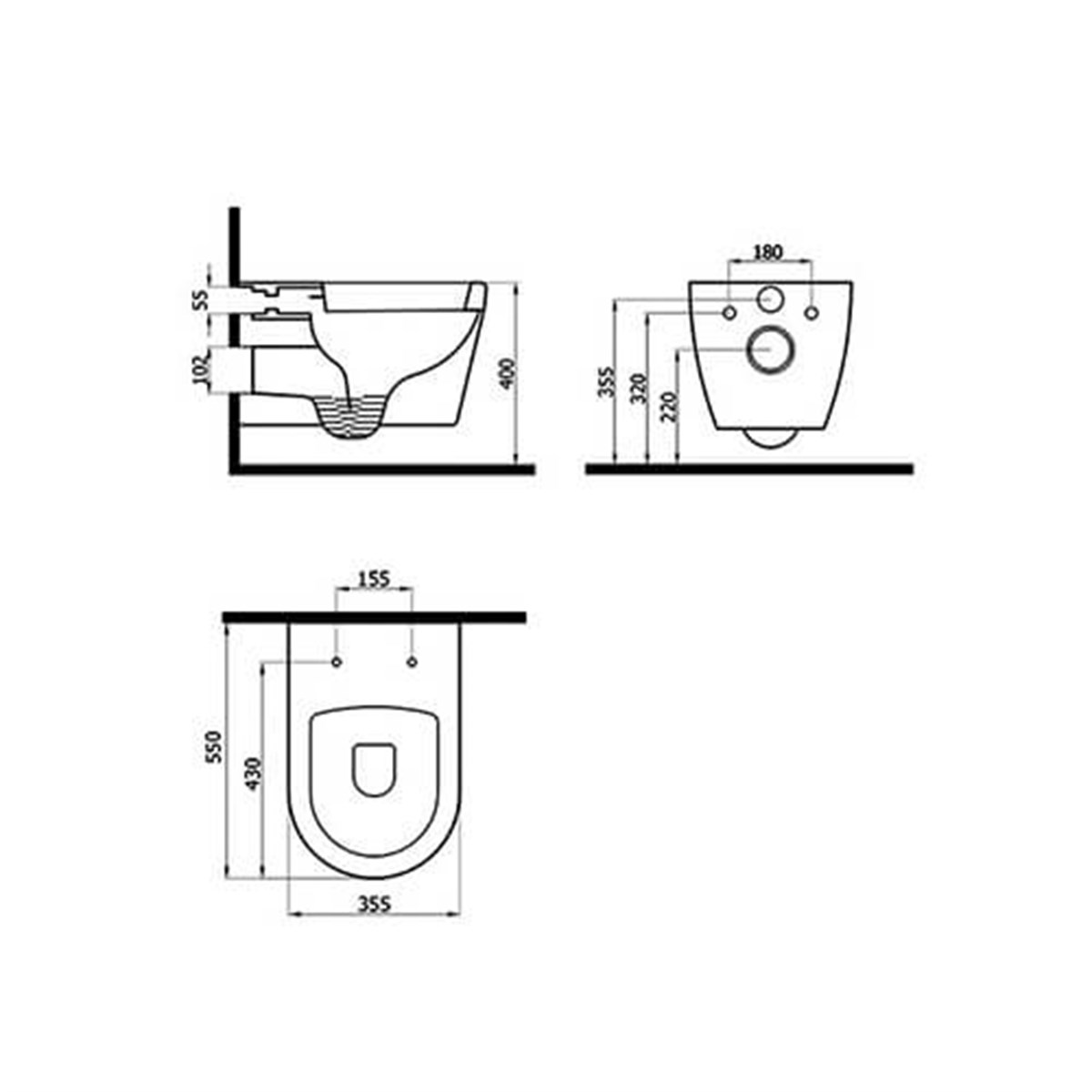 Newarc İdea Parlak Siyah Asma Klozet