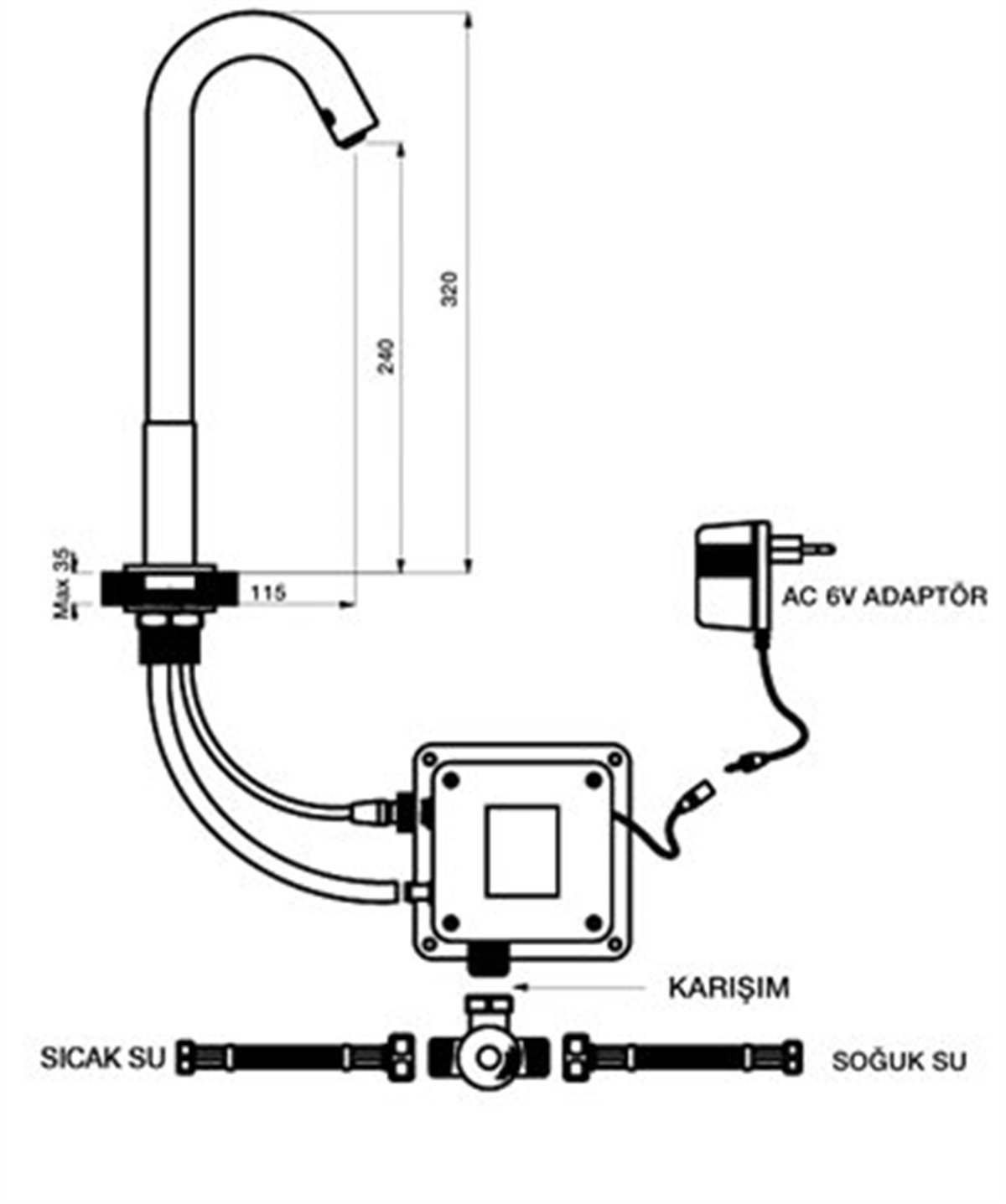 Newarc Tekno Minart Çanak Tipi Fotoselli Lavabo Bataryası 514001