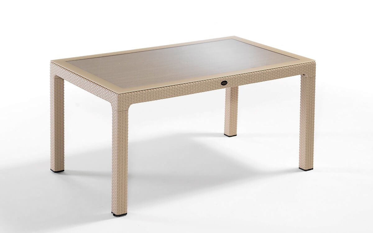 Novussi Classi Liverno Rattan Camlı Masa Takımı Cappucino 90x150 Cm