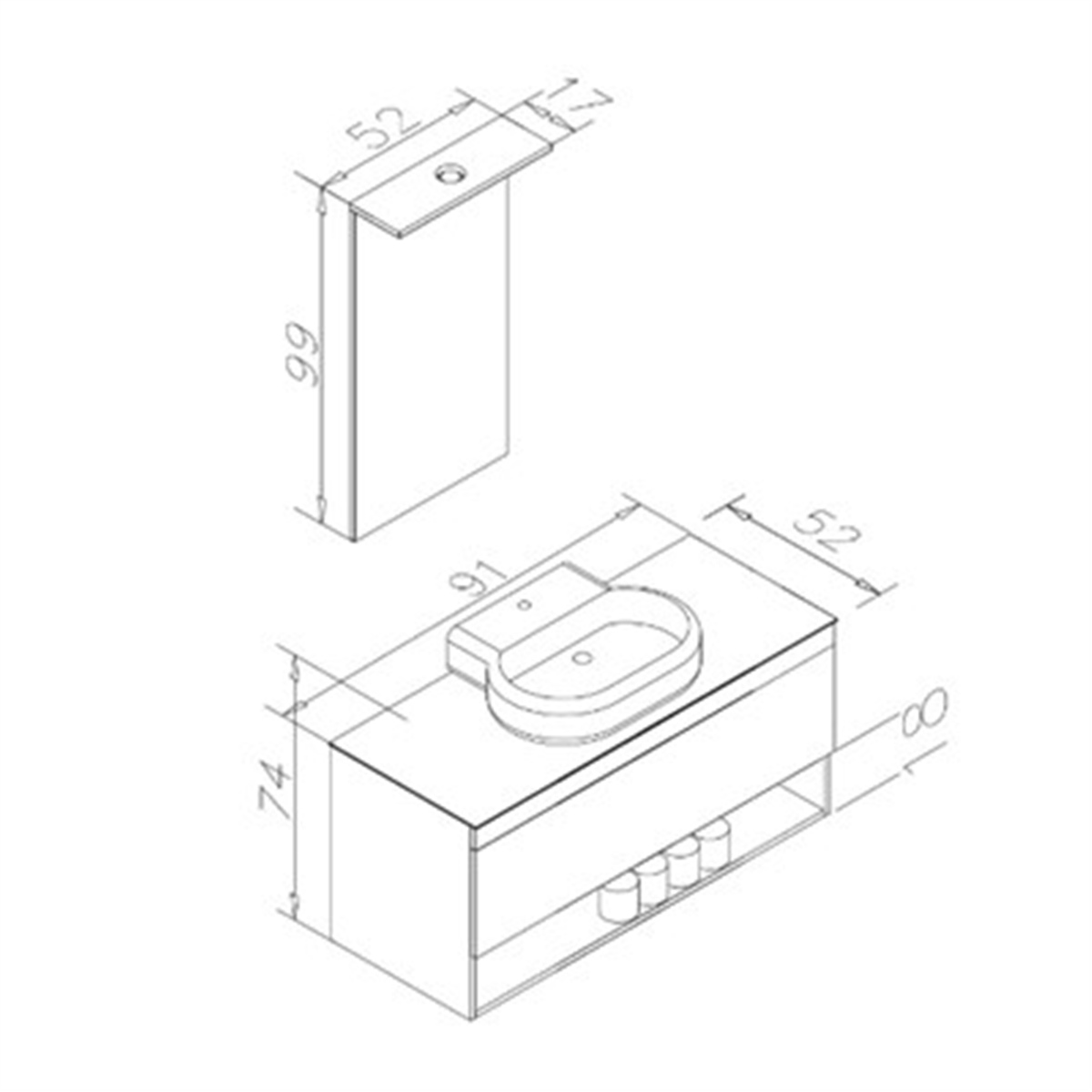 Orka Banyo Knidos Legnano Banyo Dolabı 90 Cm Seramik Lavabo