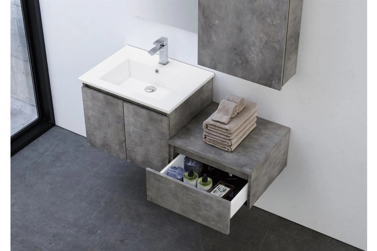 Orka Banyo Sidney 110 Cm Banyo Dolabı Retro Gümüş