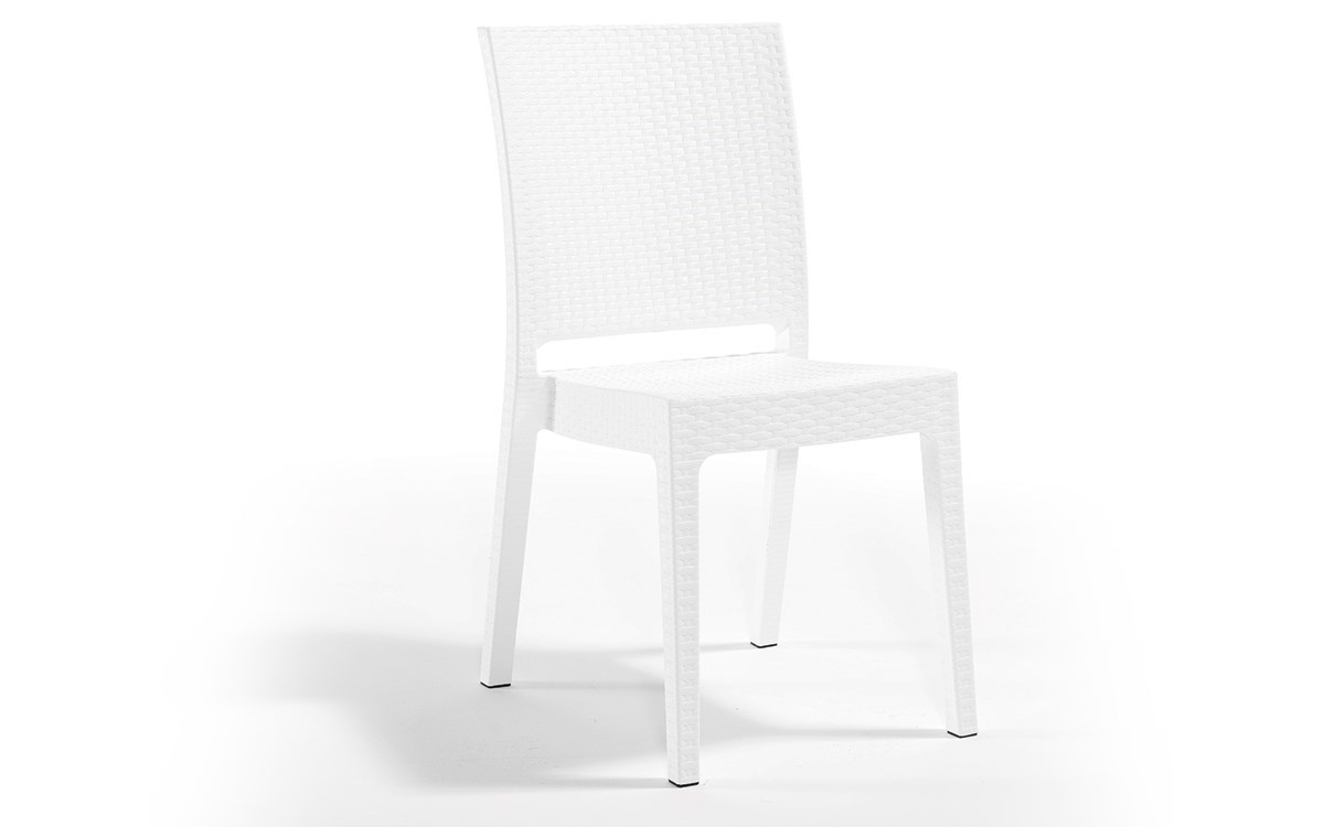 Rattan Camlı Beyaz Masa Takımı 90x150 Cm