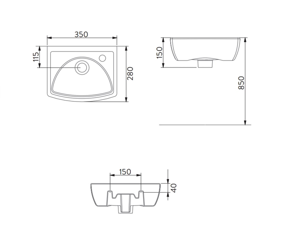 Seramiksan 28X35 Cm Batarya Deliksiz Lavabo A002035