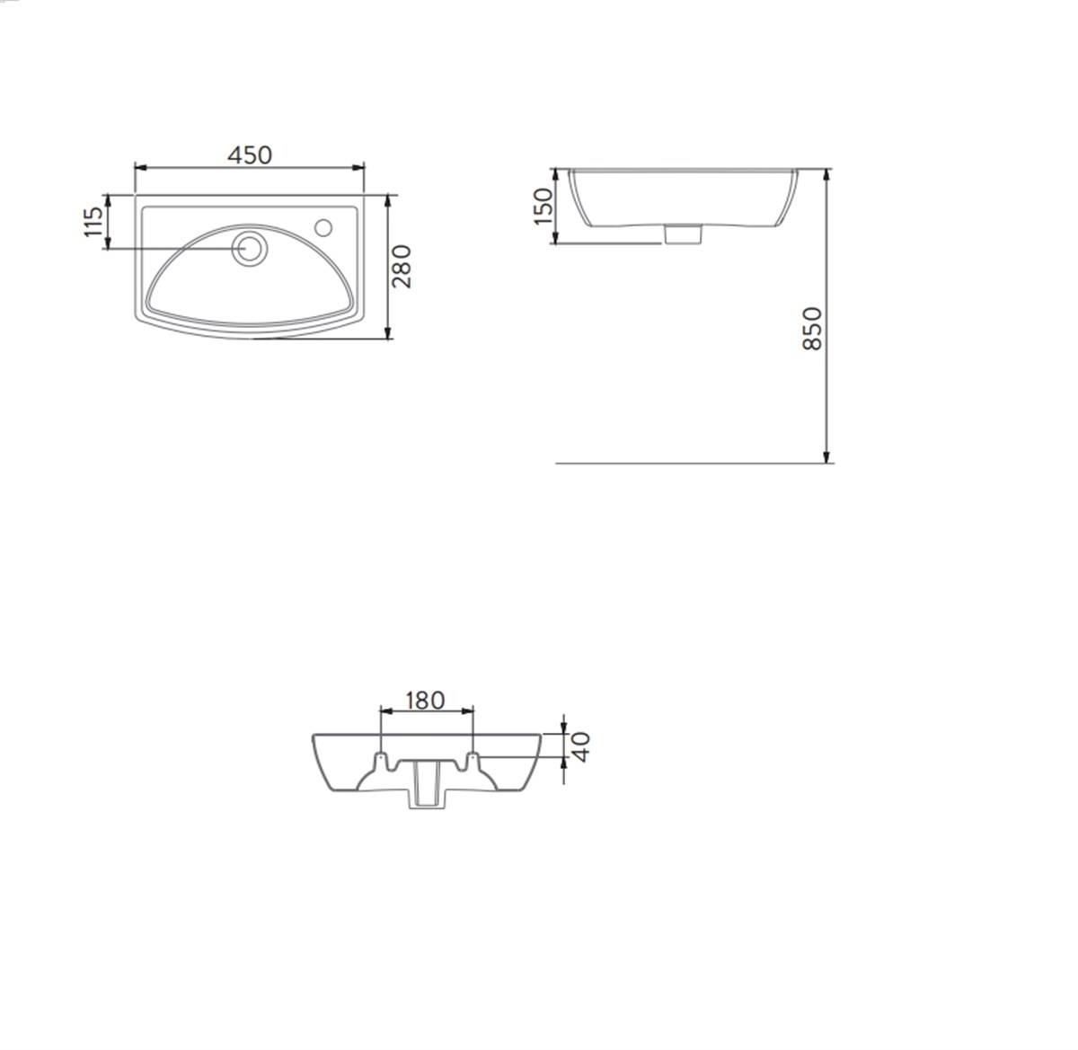 Seramiksan 28X45 Cm Batarya Deliksiz Lavabo A002045