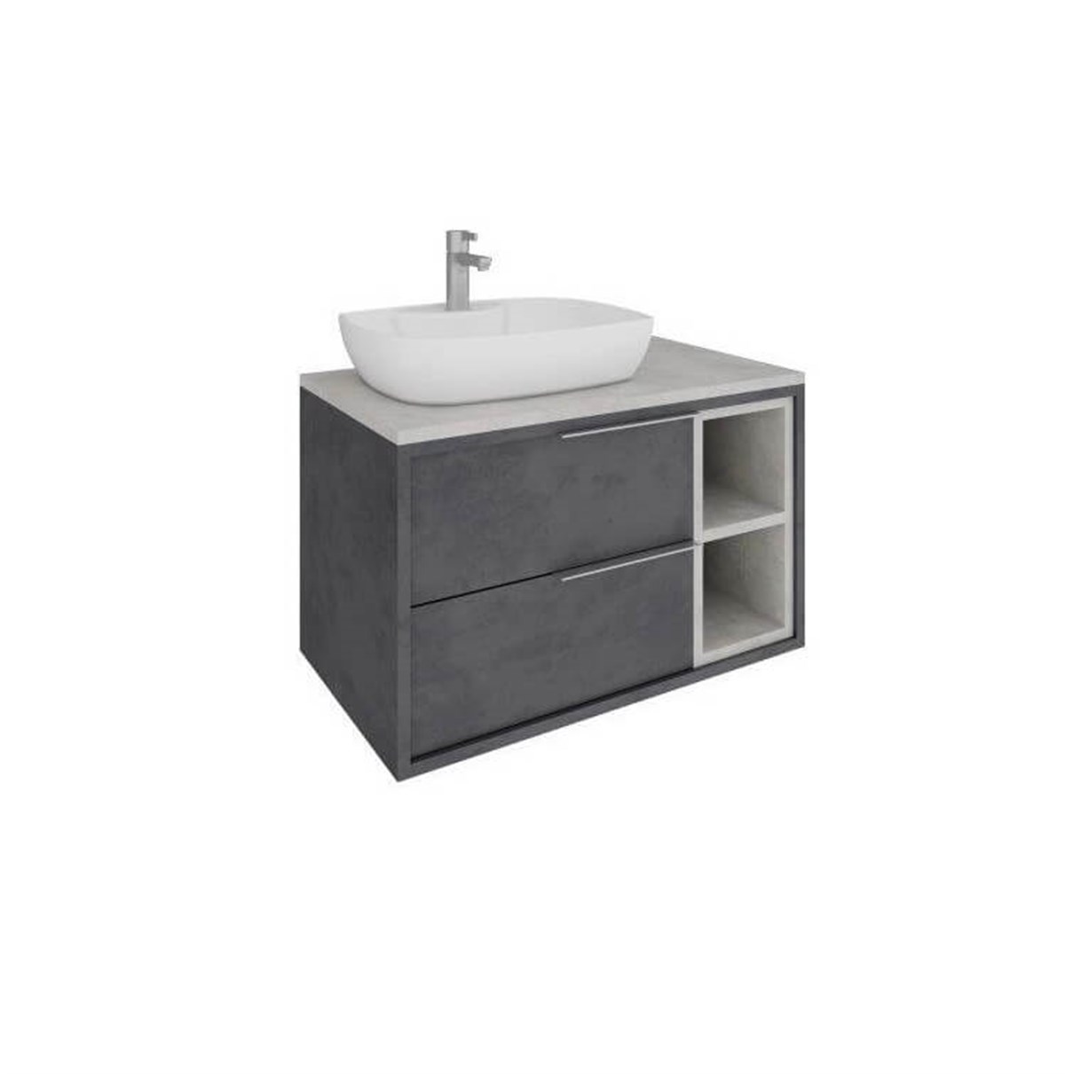 Seramiksan Banyo Dolabı Allure 80 Cm Oksit Stone + Lavabo
