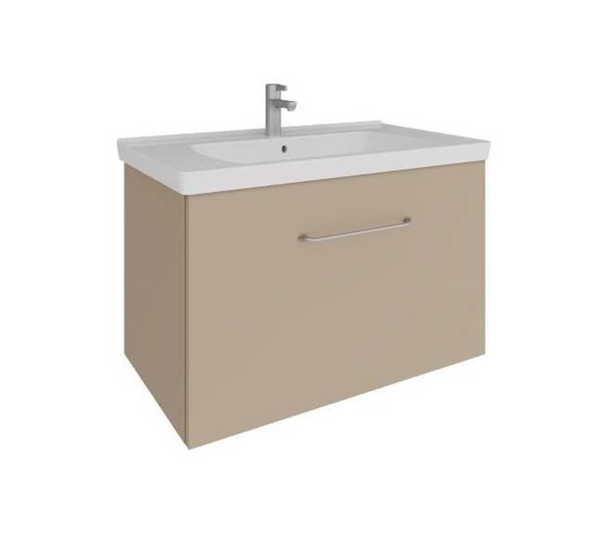 Seramiksan Banyo Dolabı Solaris  80 Cm Parlak Latte + Lavabo