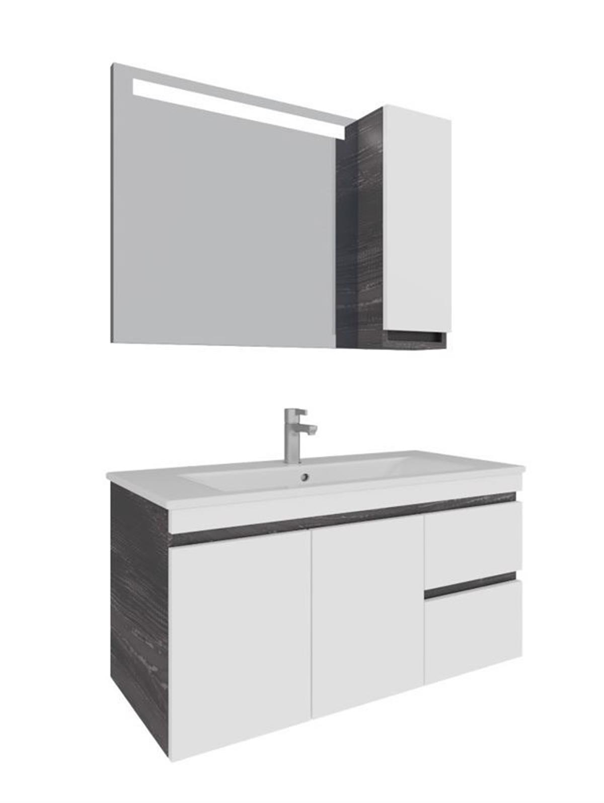 Seramiksan Banyo Dolabı Vico Duo 100 Cm Urban Wood & Beyaz + Lavabo