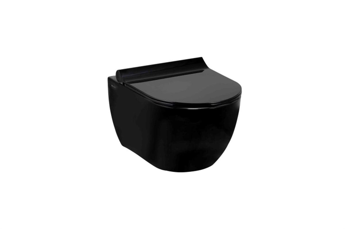 Seramiksan Hill Rim Out Kanalsız Parlak Siyah Asma Klozet ve Soft Kapak