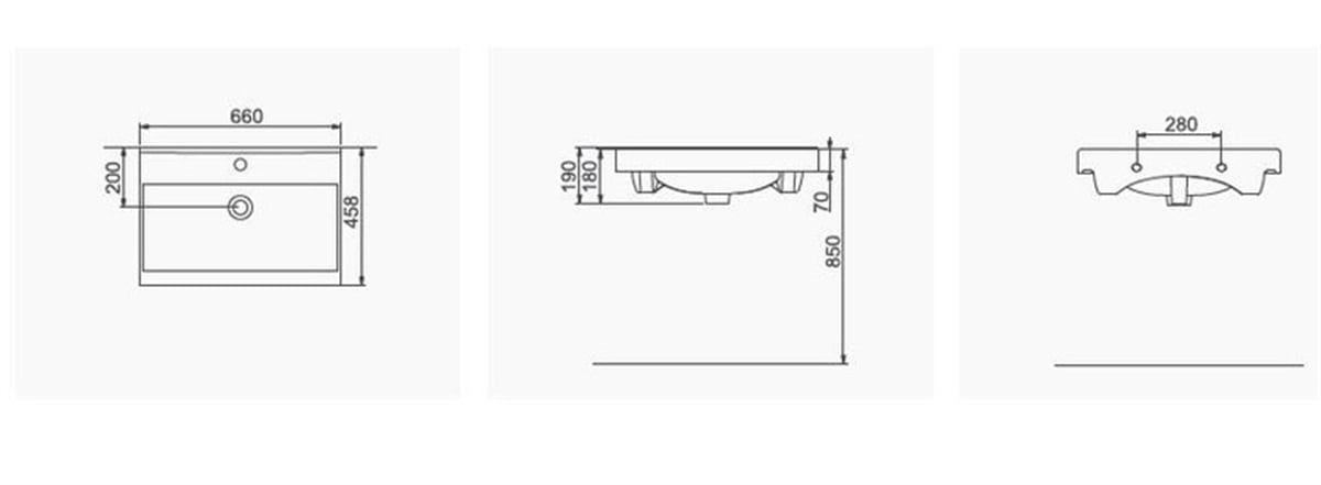 Seramiksan Luna Tezgah Lavabo Kalın Bant 65 Cm A062101