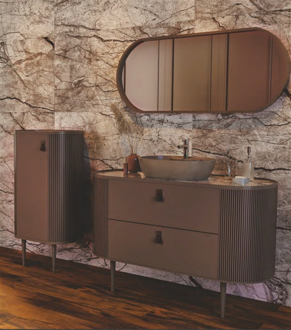 Seramiksan Sapphire Kahve Banyo Dolabı 120 Cm