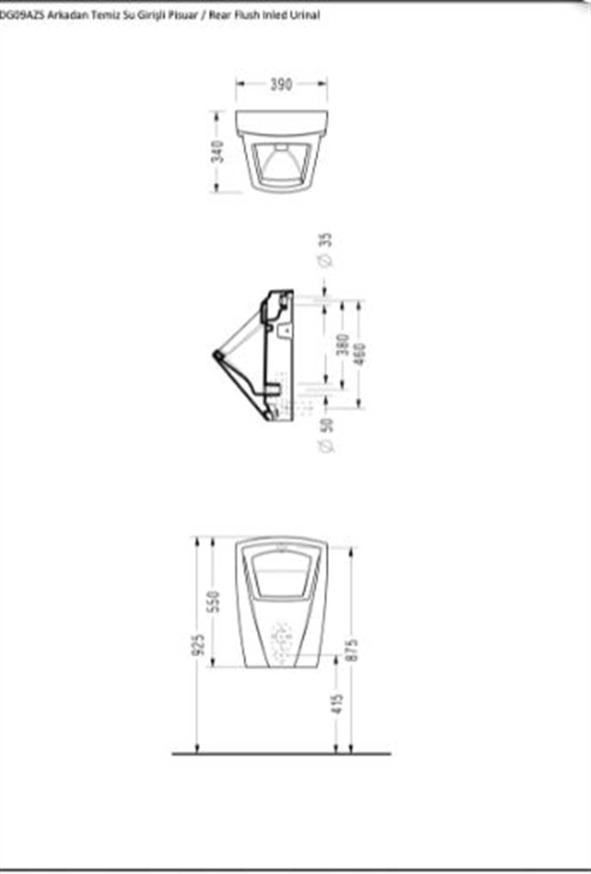 Serel Diagonel 34x39 Pisuar DG09AZS110AB