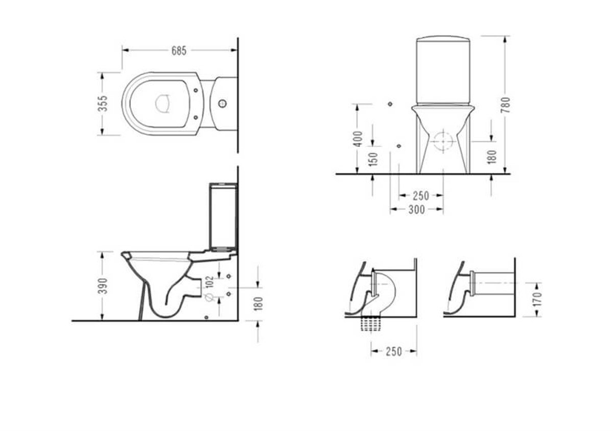 Serel Orkide Btw Beyaz Klozet+Rezervuar+Kapak+İç Takım