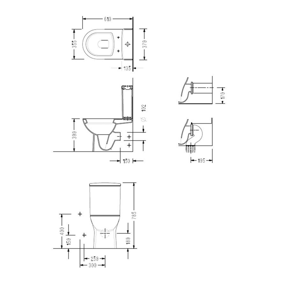 Serel Spil Tam Takım Duvara Dayalı Beyaz Klozet