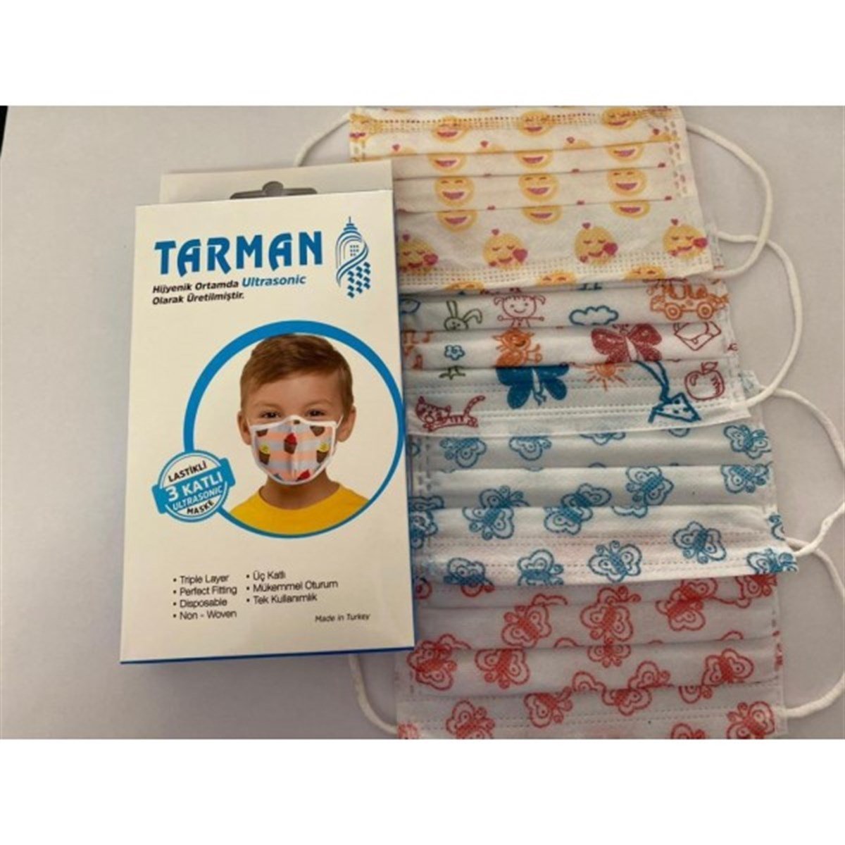 TARMAN ÇOCUK YÜZ MASKESİ 3 KATLI 10 ADET