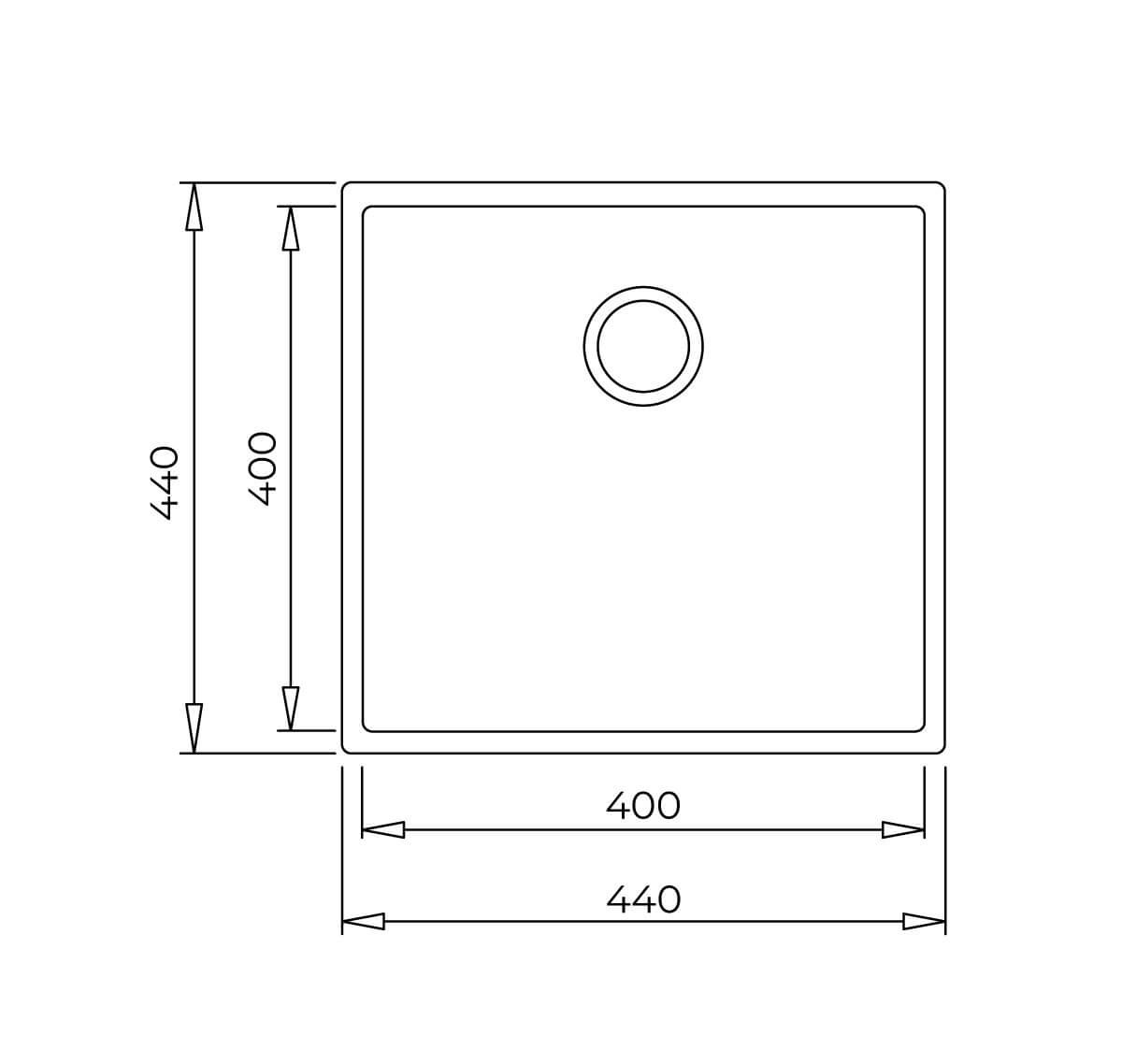 Teka Square 40.40 Tg Tek Hazneli Tezgahaltı Tegranite Eviye 115230029