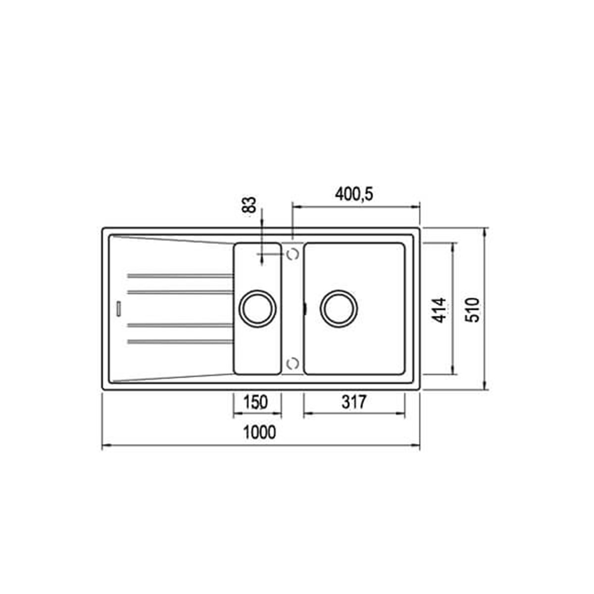 Teka Stone 1,5 Göz Granit Siyah Evye 60 B-TG