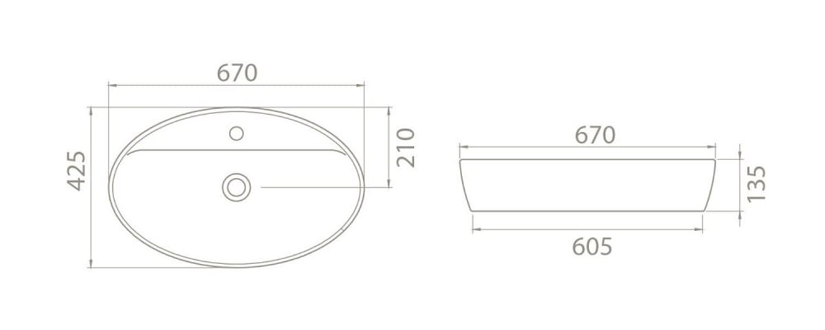 Turkuaz 67X42 Cm One Batarya Delikli Lavabo 076500
