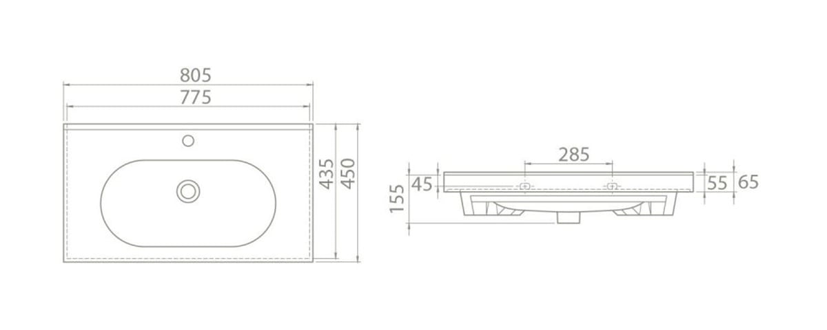 Turkuaz 80X45Cm City Etejerli Lavabo 069100