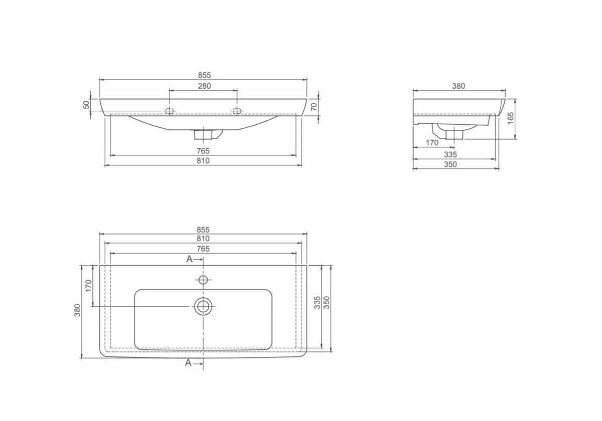 Turkuaz Porto 85 Cm Etajerli Lavabo 068200