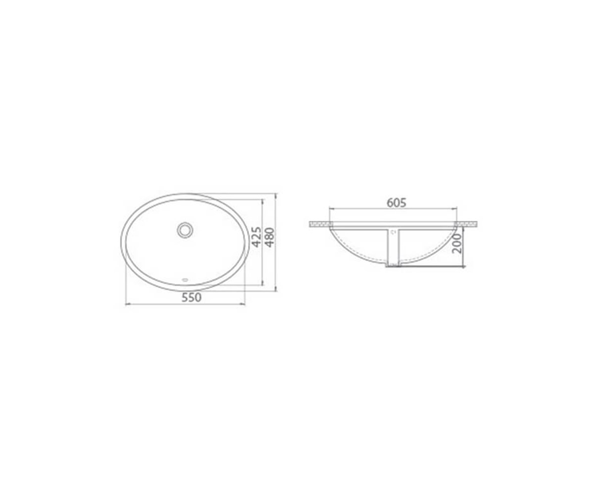 Turkuaz Tezgah Altı 55x43 Cm Lavabo 070100