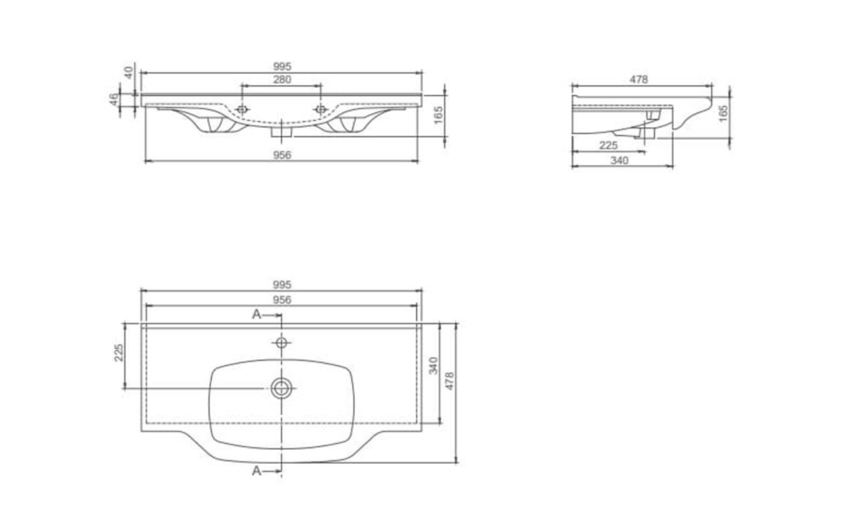 Turkuaz Yeni Klasik 100x48 cm Etajerli Lavabo 