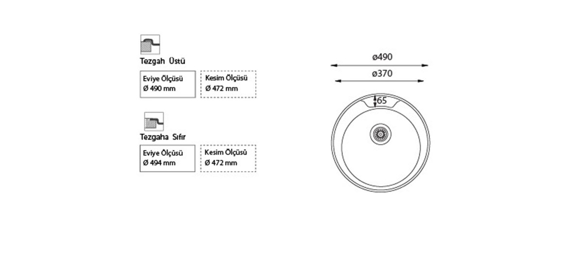 Ukinox Fa 490 49x49 Mm Evye Üst Batarya Delikli
