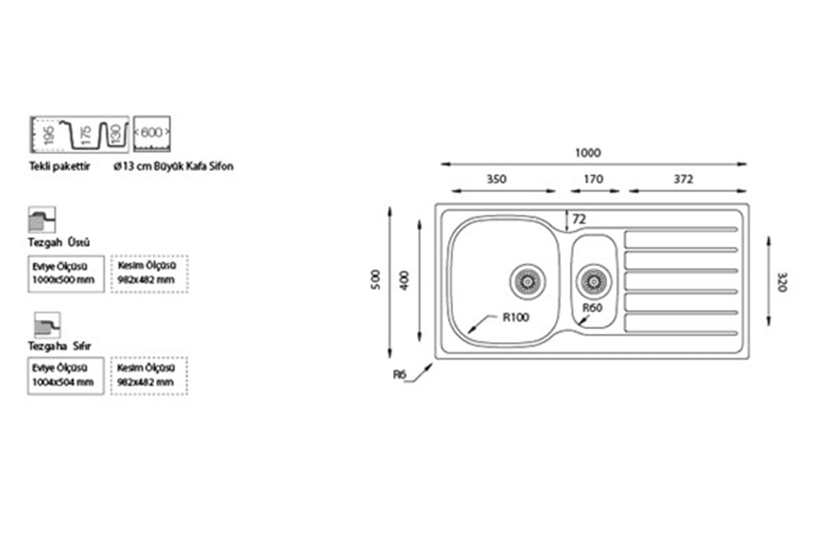 Ukinox Hypnos 100 Sol Eviye 112.2945.E306L