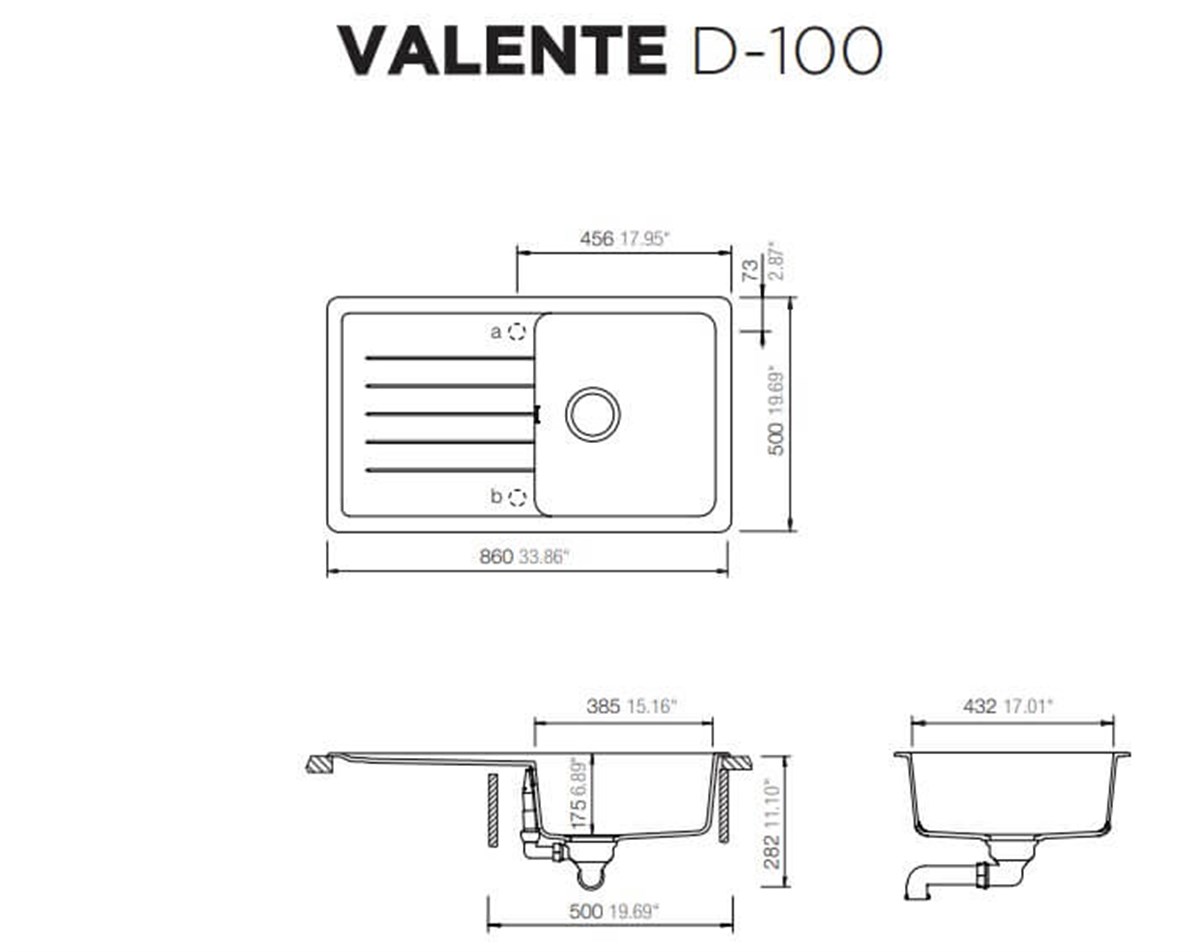 Ukınox Valente D-100 Siyah Granit Eviye