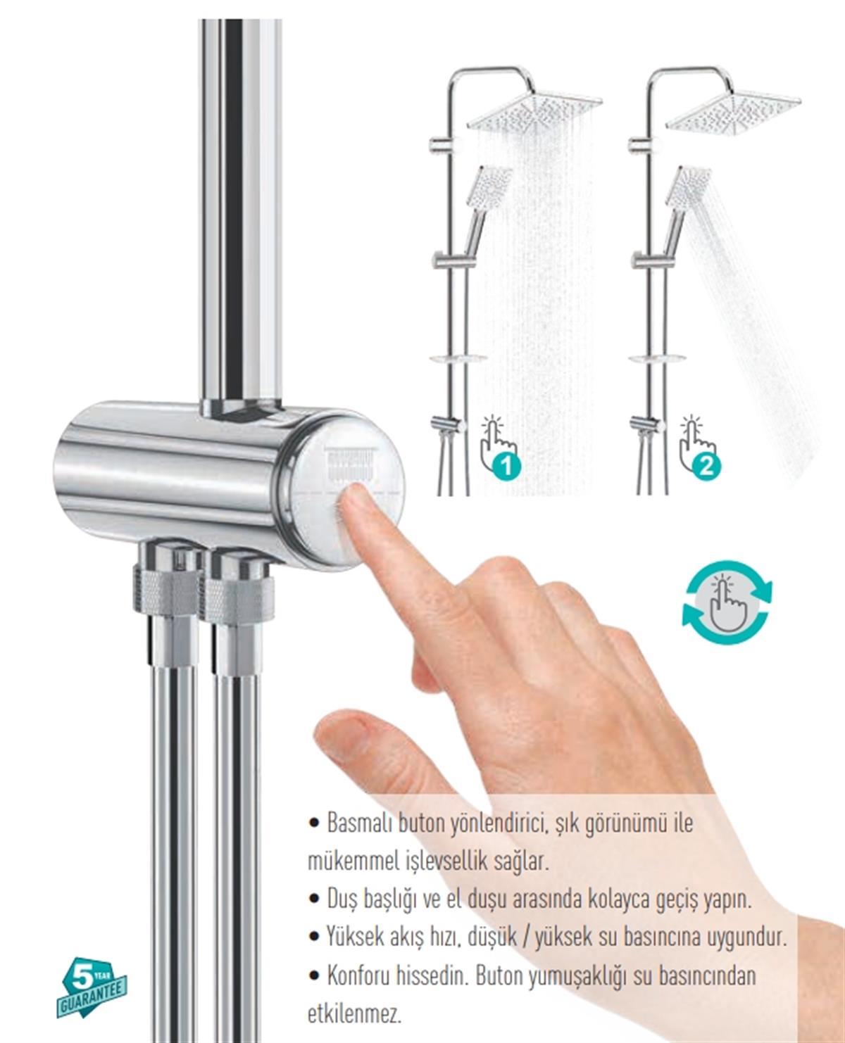 Valtemo Tepe Duş Seti Quadro Komple Krom 2730