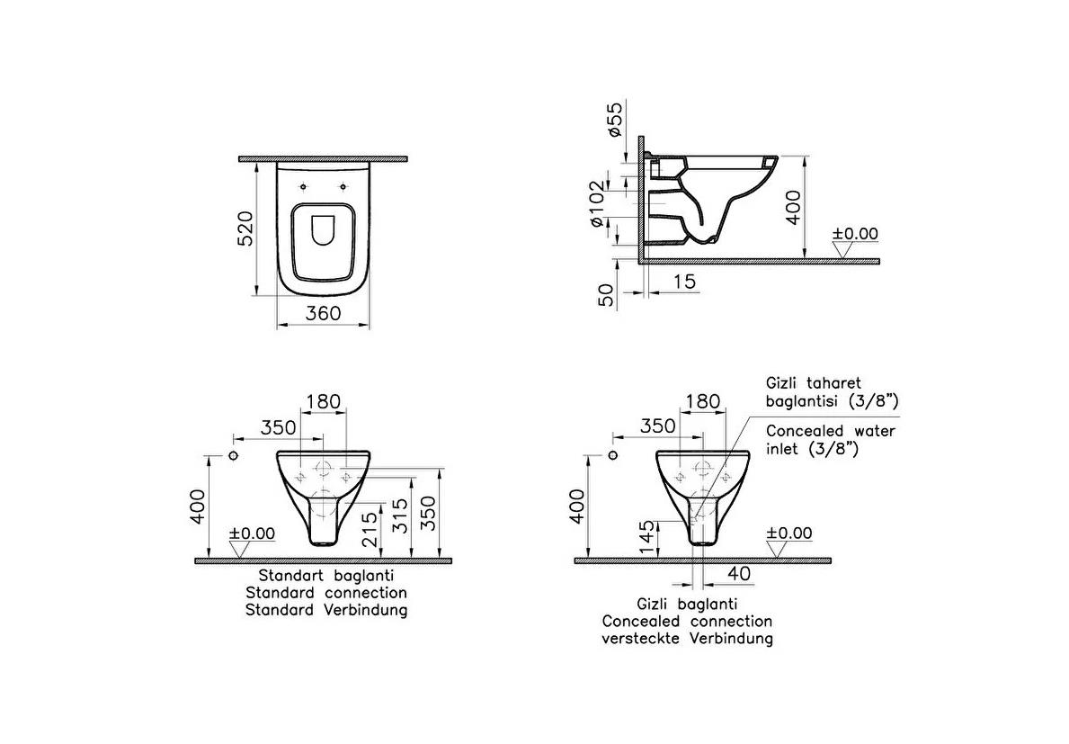 Vitra S20 Rim-Ex Asma Klozet Ve Soft Kapak