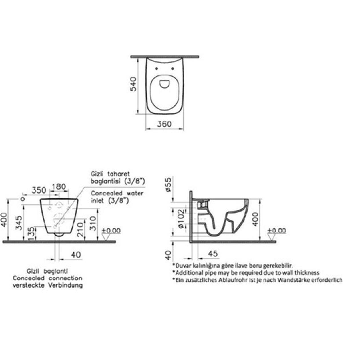 Vitra Shift Square Beyaz Asma Klozet Ve Soft Kapak
