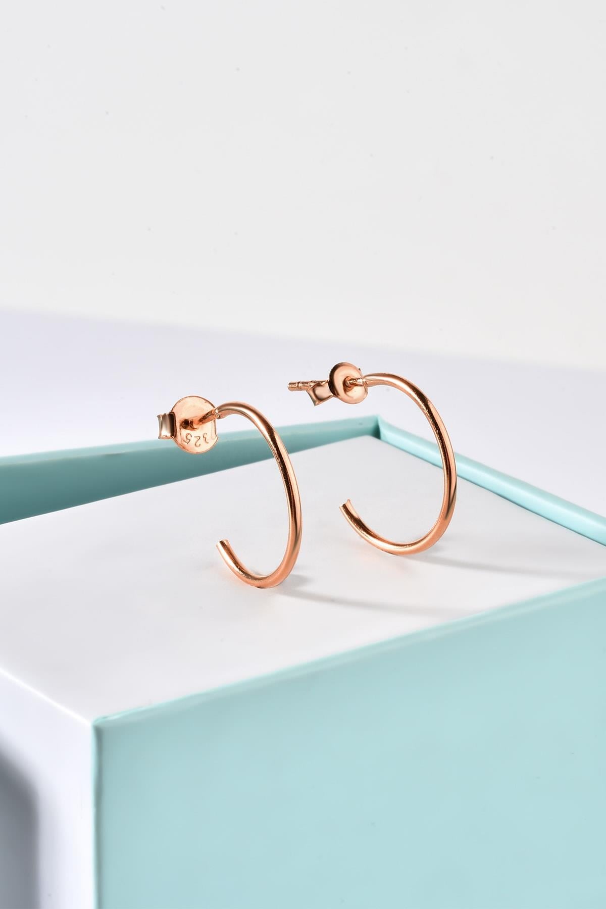 Gümüş 1.6 cm İçi Dolu Halka Rose Küpe
