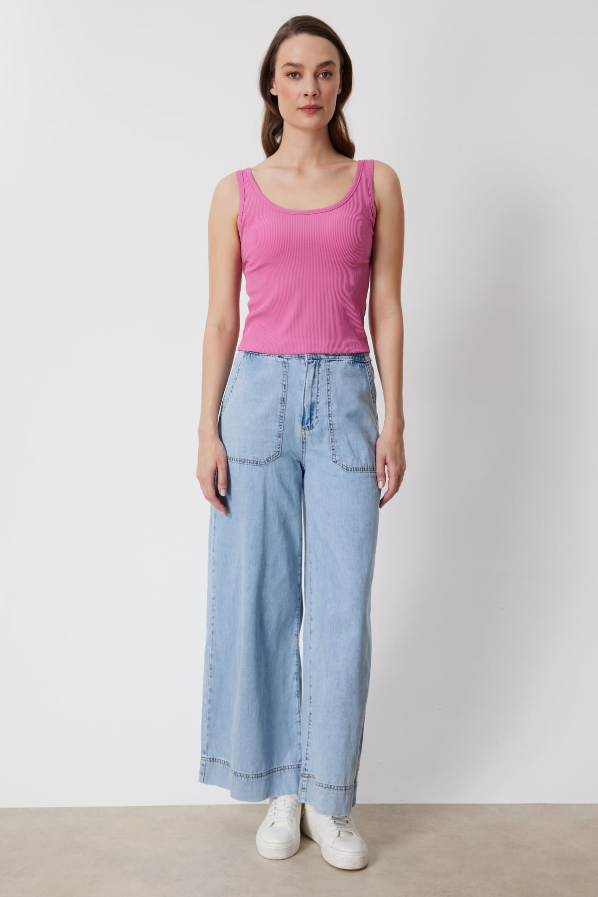 Askılı Crop Bluz - Fuşya